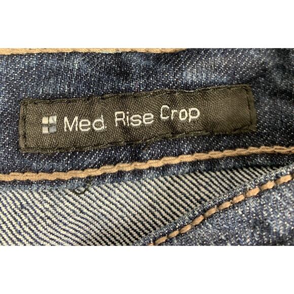 Salt Works Crop Jeans Womens 4 Mid Rise Embroidered Dark Wash Denim Flap Pockets - Picture 6 of 11